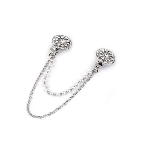 Brosa cardigan cu lant 16.3 cm crystal