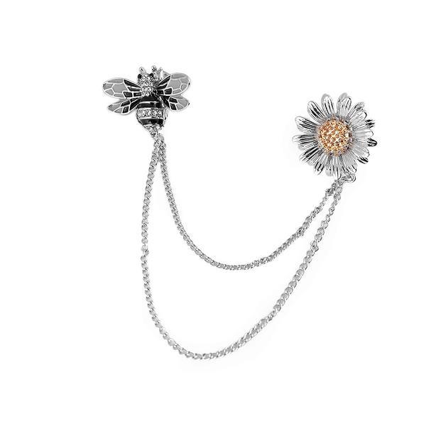 Brosa cardigan cu lant 2*3 cm, bee flower