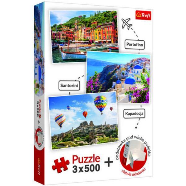 Set puzzle 3 x 500 trefl portofino santorini cappadocia