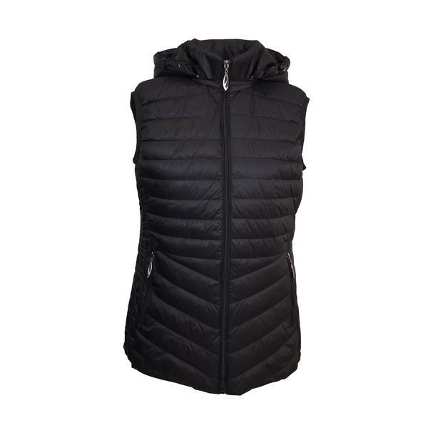 Vesta matlasata cu gluga dama, univers fashion, culoare neagra, xl