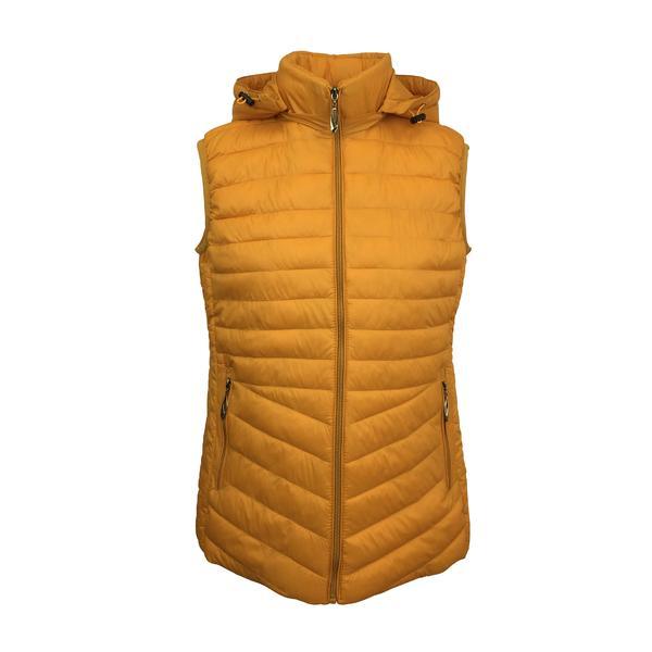Vesta matlasata cu gluga dama, univers fashion, culoare galben mustar, m