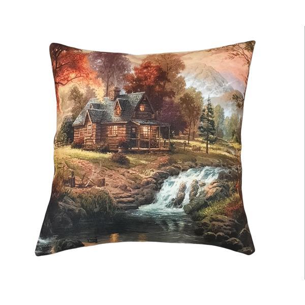 Fata de perna decorativa, 45 x 45 cm, bumbac, model 6 - patru anotimpuri