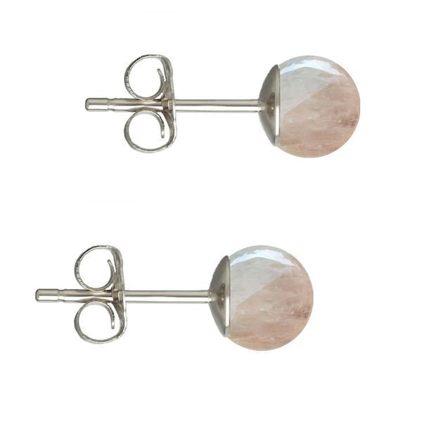 Cercei argint, tip surub, cu pietre semipretioase naturale de cuart roz de 6 mm