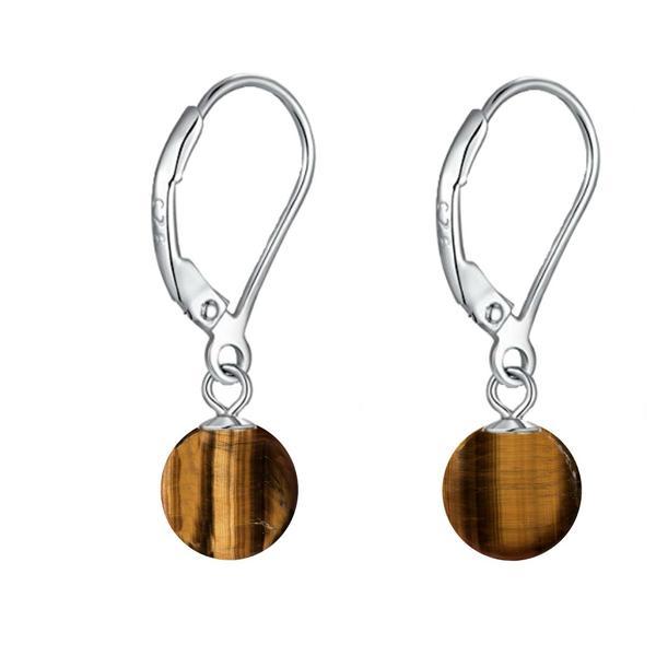 Cercei argint, tortita inchisa, cu pietre semipretioase naturale de ochi de tigru de 8 mm