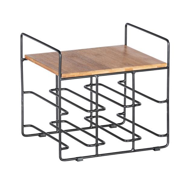 Suport 6 sticle vin, loft, negru mat - maxdeco