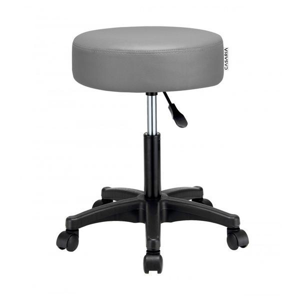 Scaun din imitatie de piele, mobil, rotativ 360 de grade, gri, 56 x 56 x 46-61cm - caerus capital