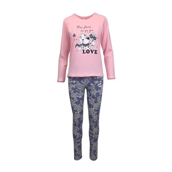 Pijama dama, univers fashion, bluza roz cu imprimeu, these flowers are for you, m