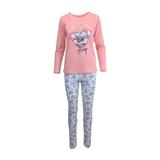 Pijama dama, Univers Fashion, bluza roz somon cu imprimeu love sleep si colanti albastru deschis, 2XL