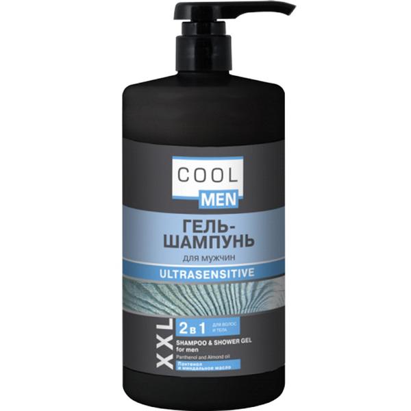 Sampon si gel de dus pentru barbati ultrasensitive pentru piele sensibila cool men, 1000 ml