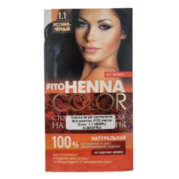 Vopsea de Par Demi-permanenta Fito Henna Color Fitocosmetic, 1.1 Negru Albastrui, 115 ml #115 imagine 2022