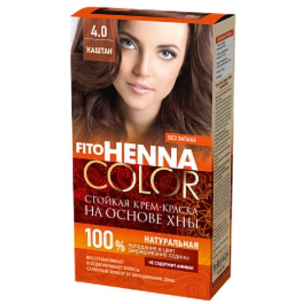 Vopsea de Par Permanenta Fara Amoniac Fito Henna Color Fitocosmetic, 4.0 Castaniu, 115 ml