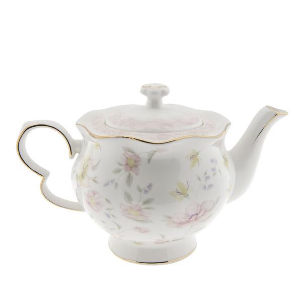 Ceainic din portelan alb si decor floral 17 cm x 11 cm x 14 h - decorer