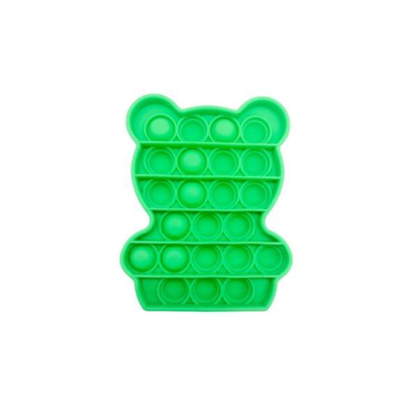 Jucarie antistres din silicon, Pop it now, forma ursulet, Verde, 12x10cm - OEM