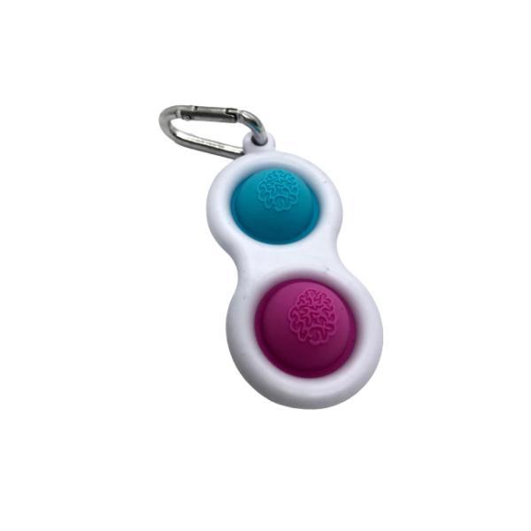 Jucarie push pop bubble fidget, pop it, breloc, albastru/roz/alb, 7x4cm