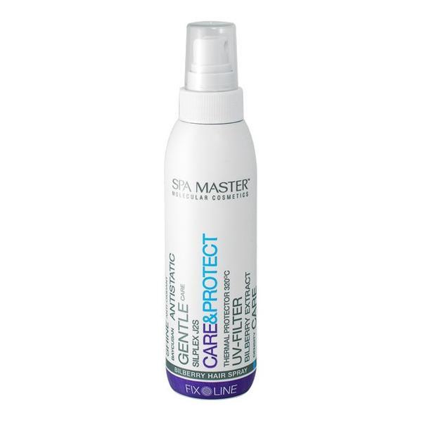 Spray pentru protectia parului la temperaturi de pana la 320 °c cu afine, ulei de ricin si baycusan® spa master sm124, 200ml