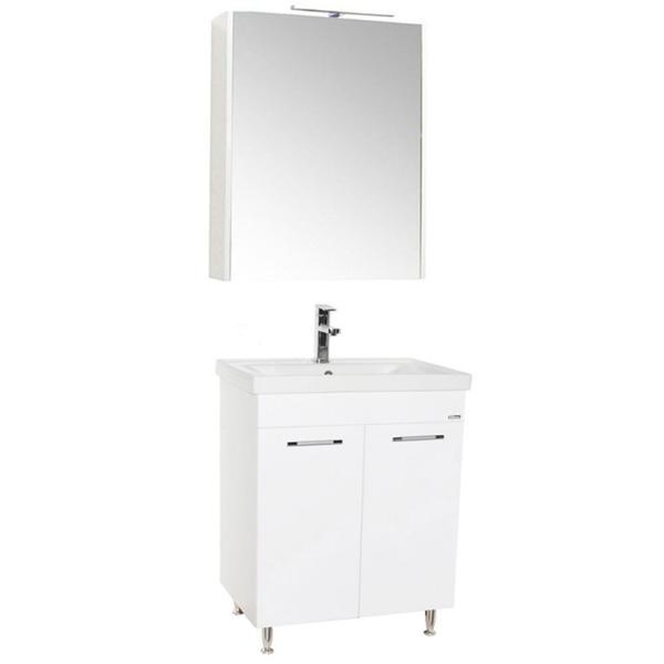 Set baza, lavoar baie gn0541 cu usi si oglinda gn5011 - 60 cm alb