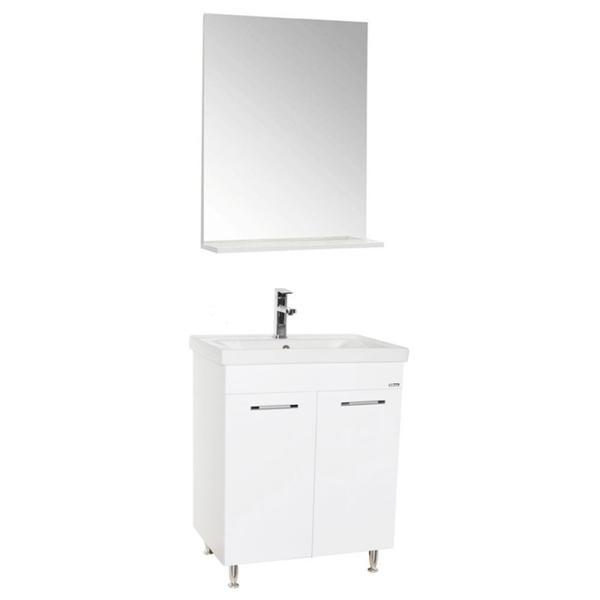 Set baza, lavoar baie gn0541 cu usi si oglinda gn0671 - 60 cm alb