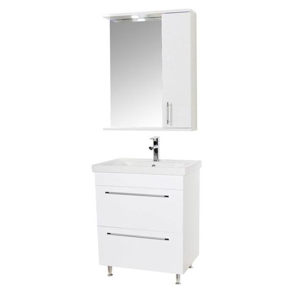 Set baza, lavoar baie gn0541 cu sertare si oglinda gn0201 - 60 cm alb