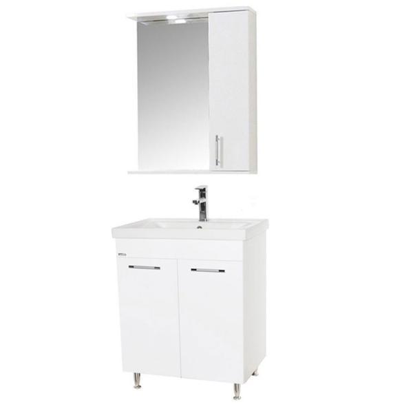 Set baza, lavoar baie gn0541 cu usi si oglinda gn0201 - 60 cm alb