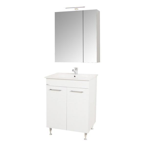 Set baza, lavoar baie gn0541 cu usi si oglinda celine - 60 cm alb