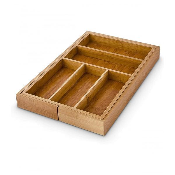 Suport organizare tacamuri pentru sertar bucatarie, extensibil, 5/7 compartimente, bambus - caerus capital