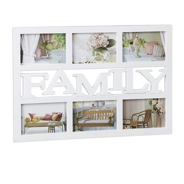 Rame foto family, colaj 6 poze, alb, 48 x 33 cm