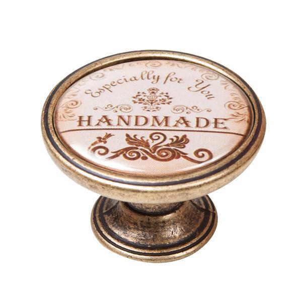Buton pentru mobila, Handmade 550BR29, finisaj alama antichizata, D:37 mm - Maxdeco