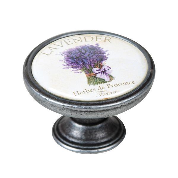 Buton pentru mobila, Lavender3 550PT48, finisaj argint invechit, D:37 mm - Maxdeco