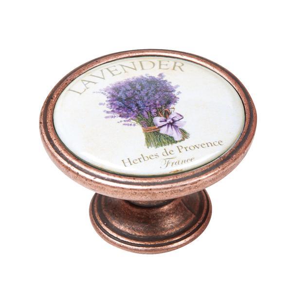 Buton pentru mobila, lavender3 550cb48, finisaj cupru antichizat, d37 mm - maxdeco