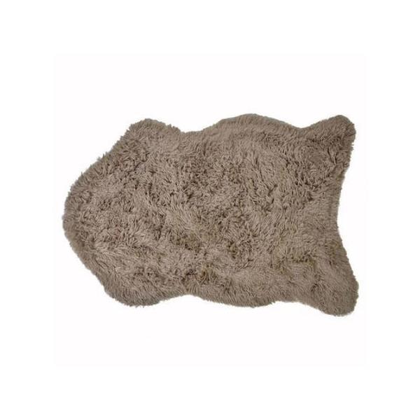 Covor pufos decorativ pentru living, model blana artificiala, 90 x 55 cm, maro, topi dreams