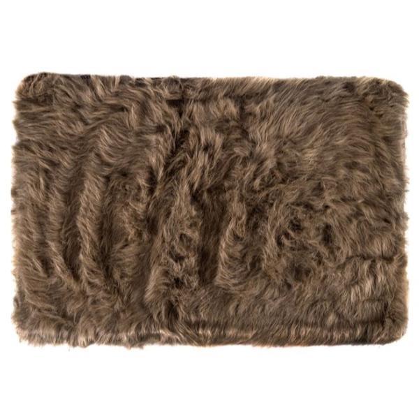 Covor decorativ pentru living, model blana artificiala, maro, 115x77 cm, topi dreams