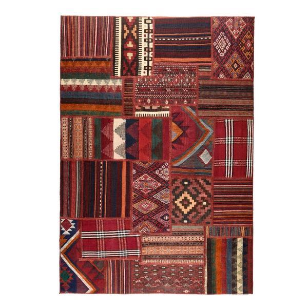 Covor oriental turcesc, tesatura plata, lucrat manual, din lana si bumbac, 150 x 200 cm, multicolor, topi dreams