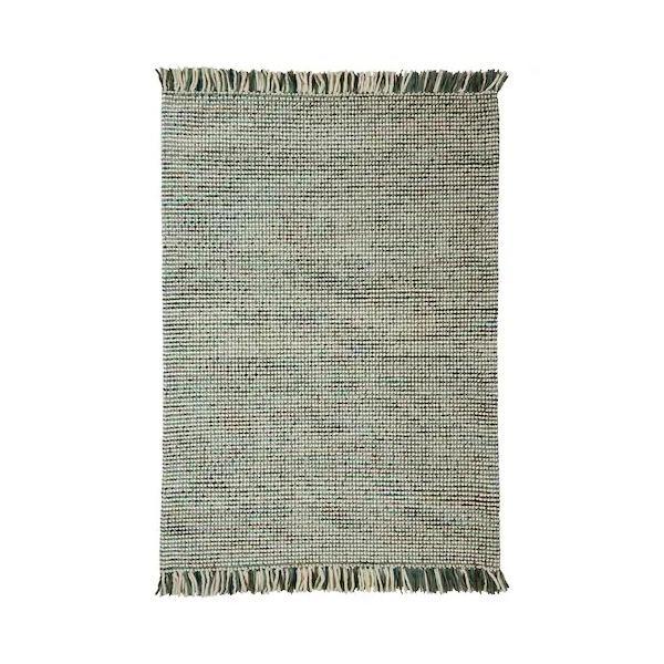 Covor din lana, tesatura plata, lucrat manual, cu franjuri, 140 x 200 cm, verde, topi dreams
