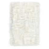 Covor pufos decorativ pentru living, model imitatie blana artificiala, moale, calduros si confortabil, 90 x 60 cm, alb murdar
