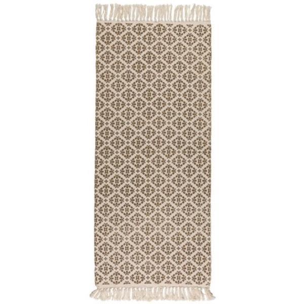 Covor decorativ tip traversa, model cu franjuri, lavabil la masina de spalat, 175 x 70 cm, bej, topi dreams