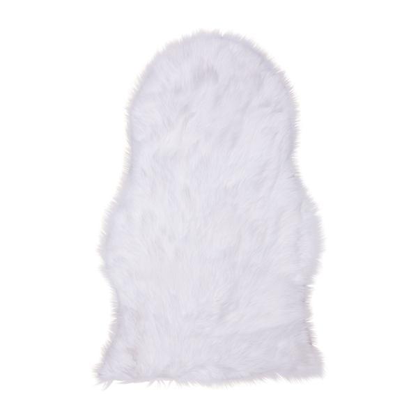 Covor decorativ pufos, moale si placut la atingere, blana sintetica, imitatie oaie, model simplu, 100 x 60 cm, alb, topi dreams