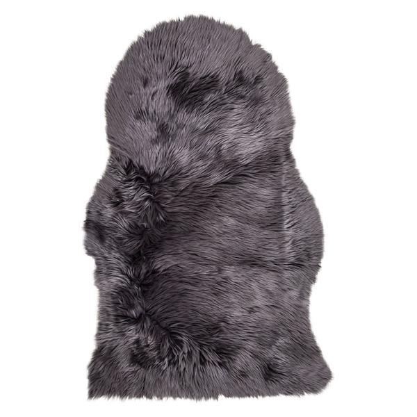 Covor decorativ pufos, moale si placut la atingere, blana sintetica, imitatie oaie, model simplu, 100 x 60 cm, gri, topi dreams