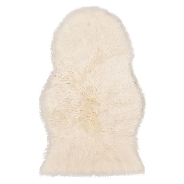 Covor decorativ pufos, moale si placut la atingere, blana sintetica, imitatie oaie, model simplu, 100 x 60 cm, crem, topi dreams