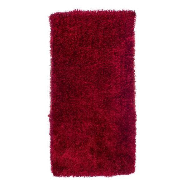 Covor decorativ cu fir lung, blana sintetica, rezistent la trafic intens, model simplu, 120 x 60 cm, rosu, topi dreams