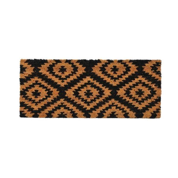 Covoras decorativ pentru scari la intrarea in casa, design geometric, 60x25 cm, maro cu negru, topi toy