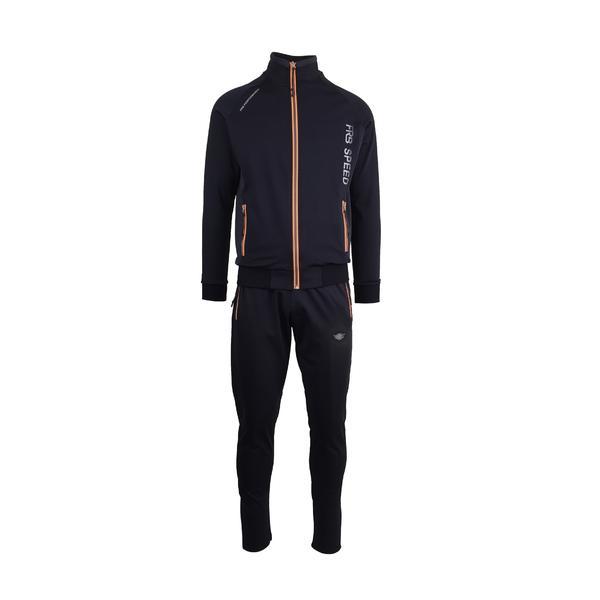 Trening barbat, univers fashion, din silon, culoare albastru, jacheta cu 2 buzunare cu fermoare, pantaloni cu 2 buzunare cu fermoare, s
