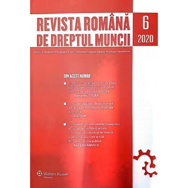 Revista Romana de Dreptul Muncii Nr.6/2020, editura Wolters Kluwer