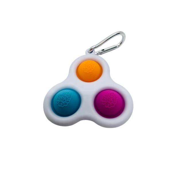 Jucarie push pop bubble fidget, pop it, breloc, albastru/roz/portocaliu, 7x7cm