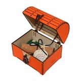 Cufar cu mesaj, din lemn, portocaliu, cu pergament, cadou personalizat - Piksel