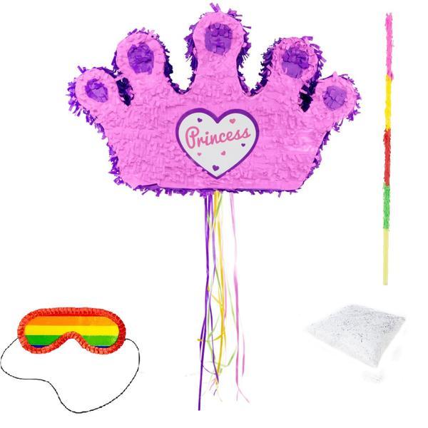 Set complet Pinata coroana roz + bat + ochelari + confetti - OEM image