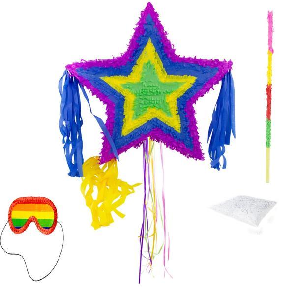 Set complet pinata stea + bat + ochelari + confetti