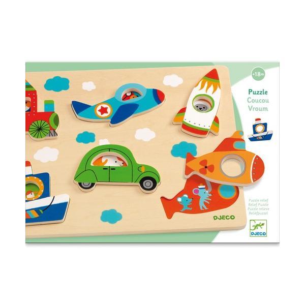 Puzzle djeco vehicule cu surprize