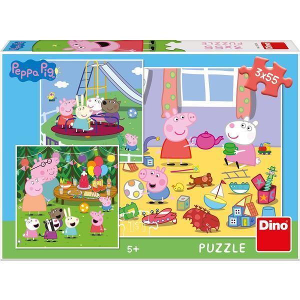Puzzle 3 in 1 - purcelusa peppa in vacanta - 55 piese