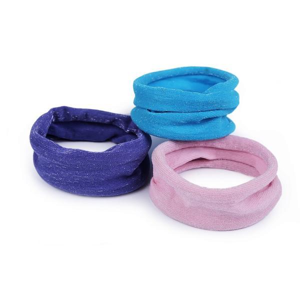 Set elastice pentru par cu lurex 3 bucati, roz mov albastru