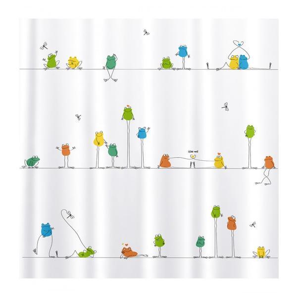 Perdea dus funny frogs , impermeabil, multicolor, 180 x 180 cm - caerus capital